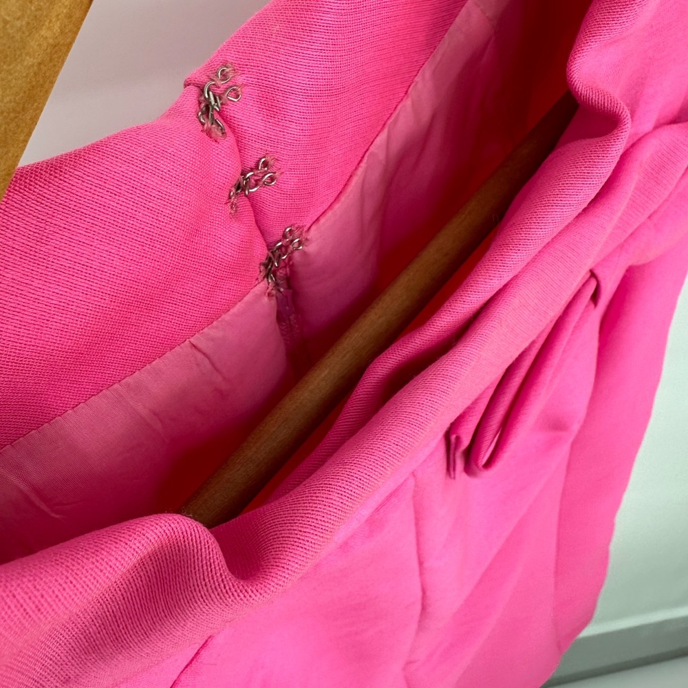 60’s Vintage Hot Pink Party Dress Cap Sleeve Bow Detail Cocktail Retro - Picture 11 of 13